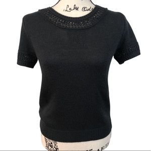 Anthropologie black short sleeved sweater